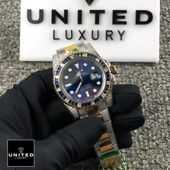 Rolex Submariner Date 18038 “Iced Out Blue Dial” Exact Duplicate Quality