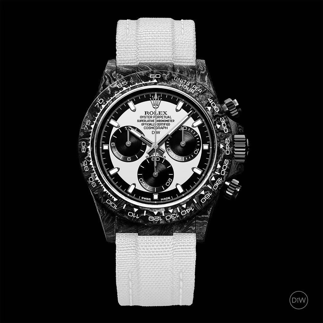 (image for) Rolex Daytona Noob Factory Carbon Fibre Cosmograph 40X12.4mm 4130 Movment Black and White Dial Exceptional Replica 1:1