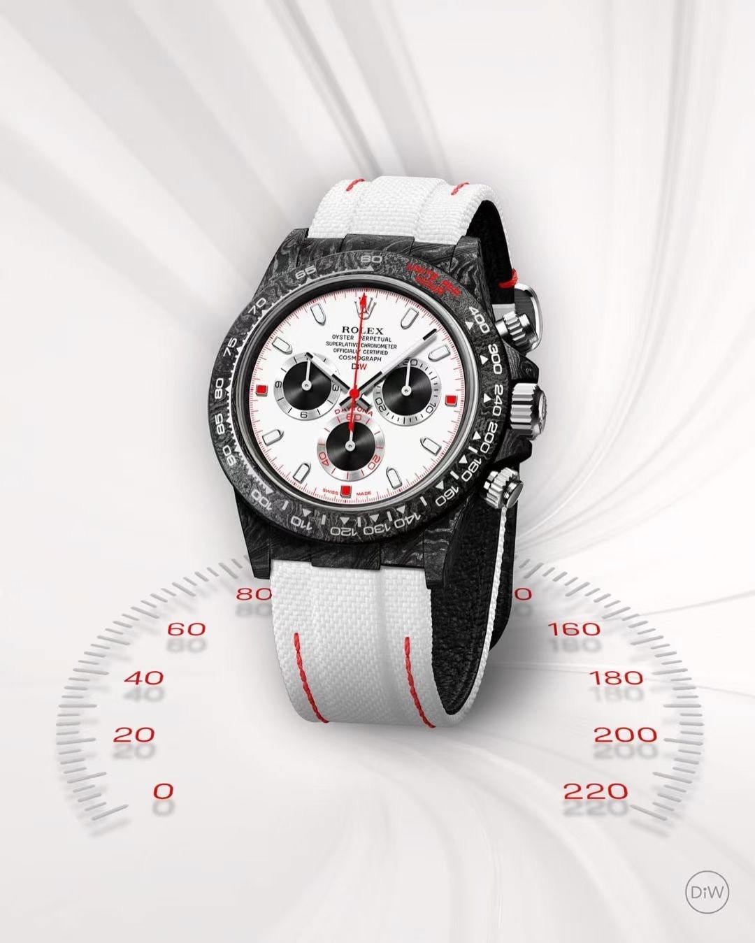 (image for) Rolex Daytona Noob Factory Carbon Fibre Cosmograph 40X12.4mm 4130 Movment White Dial Exceptional Replica 1:1